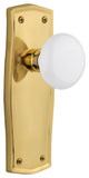 Prairie Plate Passage Porcelain Door Knob, Polished Brass