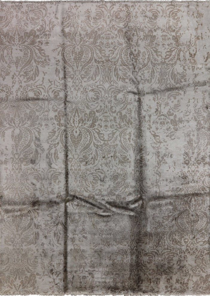 Oriental Silk Floral Hand-Knotted Rug, 9'x12'