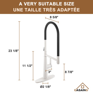 Single-Handle Standard Kitchen Faucet with Fast Mount and Deck Plate, Matte White