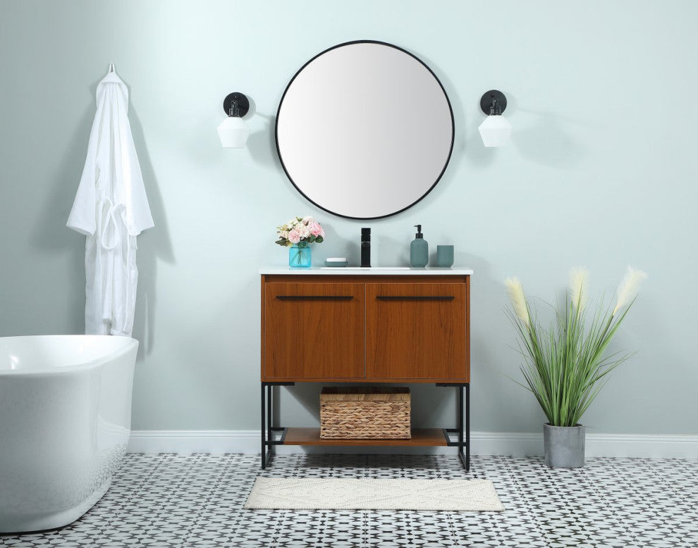 Sue 36" Single Bathroom Vanity, Teak