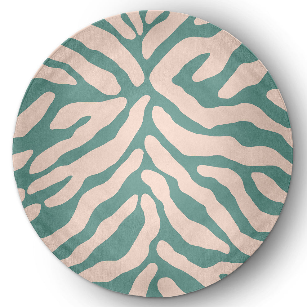 Animal Stripe Spring Chenille Rug, Eucalyptus, 5' Round