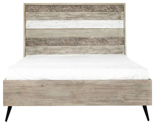 Armen Living Bridges 89"Modern Wood Queen Platform Bed in Natural/Gray