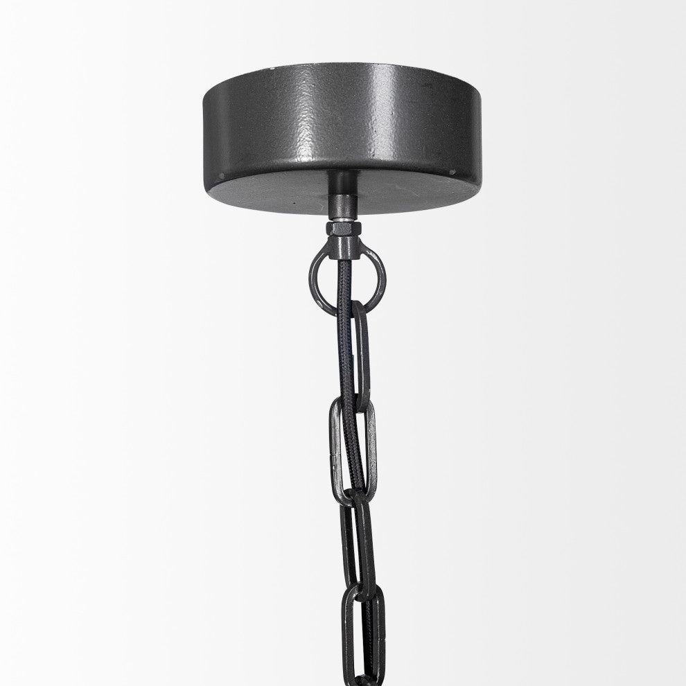 Liam I Black Wooden Bead Bowl-Style Four Bulb Chandelier