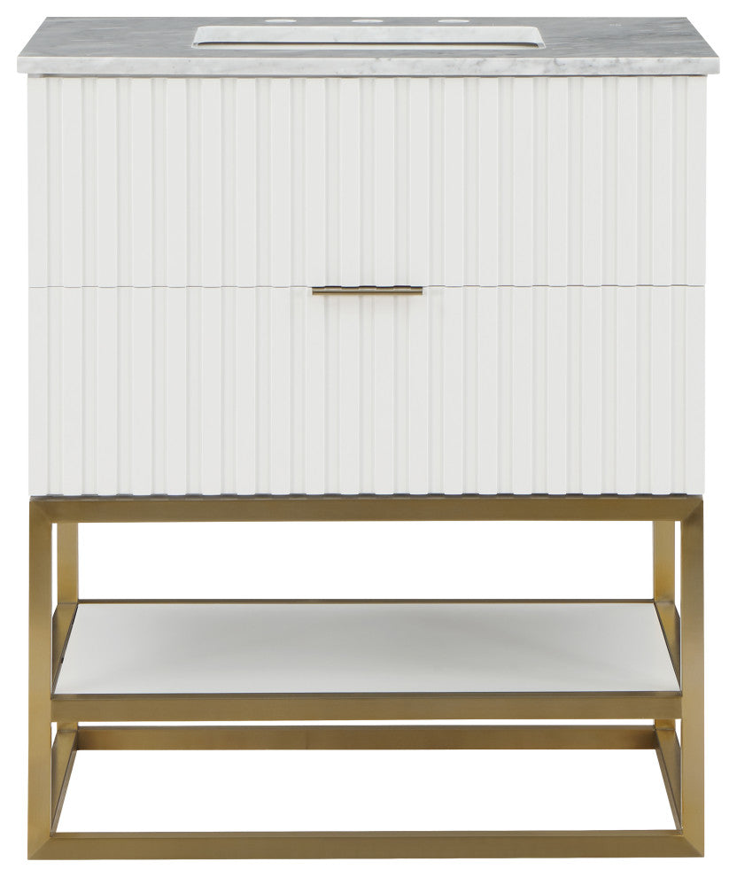 Monad Bathroom Vanity, White, 30" Wide