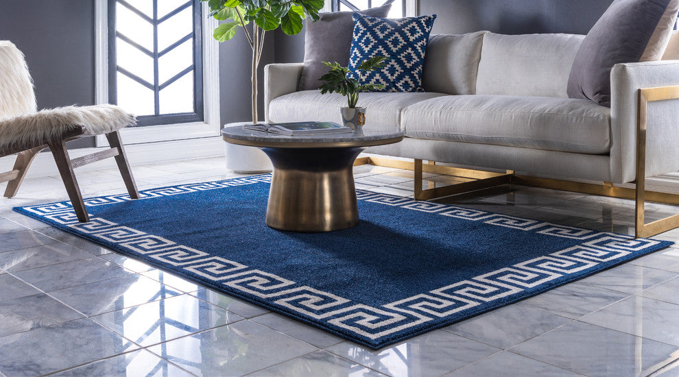 Unique Loom Navy Blue Athens Modern 5' 0 x 8' 0 Area Rug