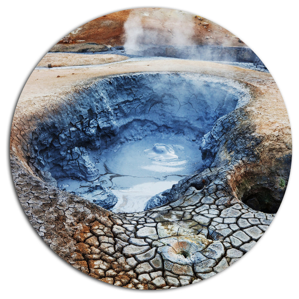 Beautiful Fumarole Field In Iceland, Landscape Disc Metal Wall Art, 36"