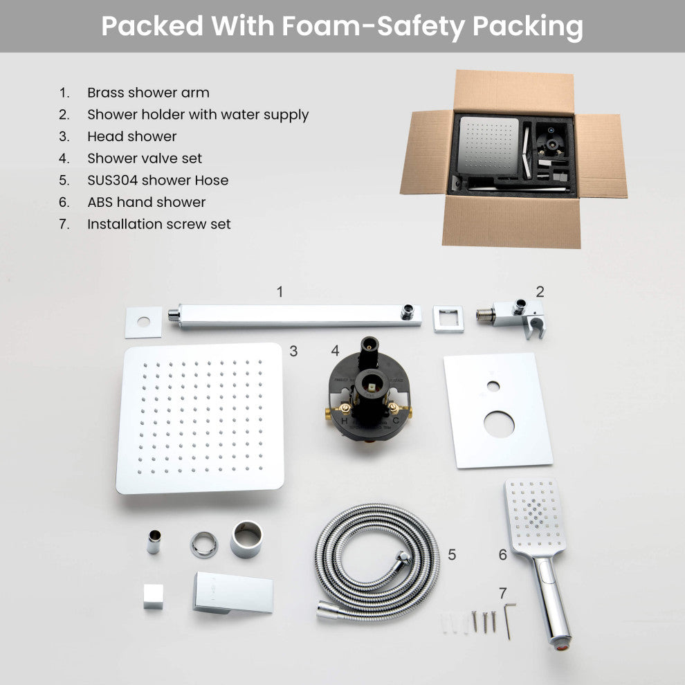 Cube Pressure 2-Function Shower System, Rough-In Valve, Chrome
