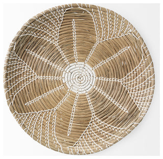 Mekhi Light Brown Seagrass With White String Round Wall Hanging Plate