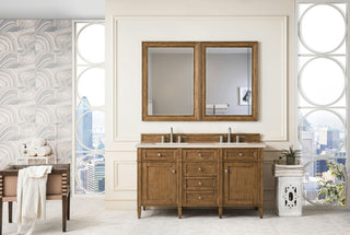 Brittany 60" Saddle Brown Double Vanity w/ 3 CM Eternal Marfil Quartz Top