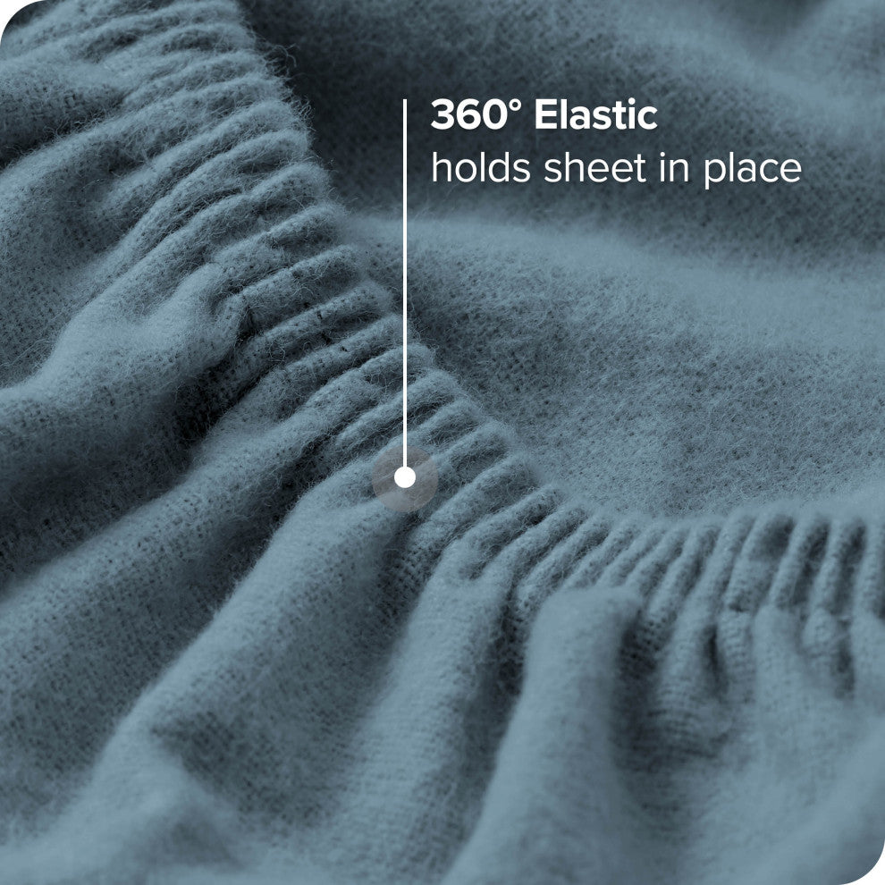 Bare Home Cotton Flannel Sheet Set, Coronet Blue, Twin Xl