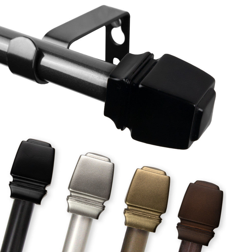 Nona 5/8" Curtain Rod, Black, 48-84"