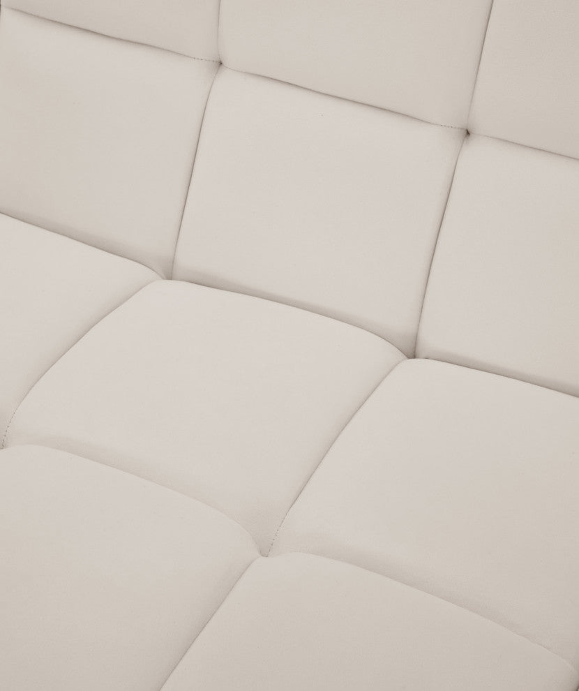 Relax Velvet Upholstered 5-Piece L-Shaped Modular Sectional, Cream