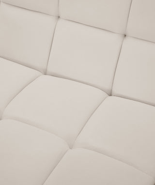 Relax Velvet Upholstered 5-Piece L-Shaped Modular Sectional, Cream