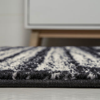 Khalil Modern Berber Stripe Black/Cream 3 ft. x 5 ft. Area Rug