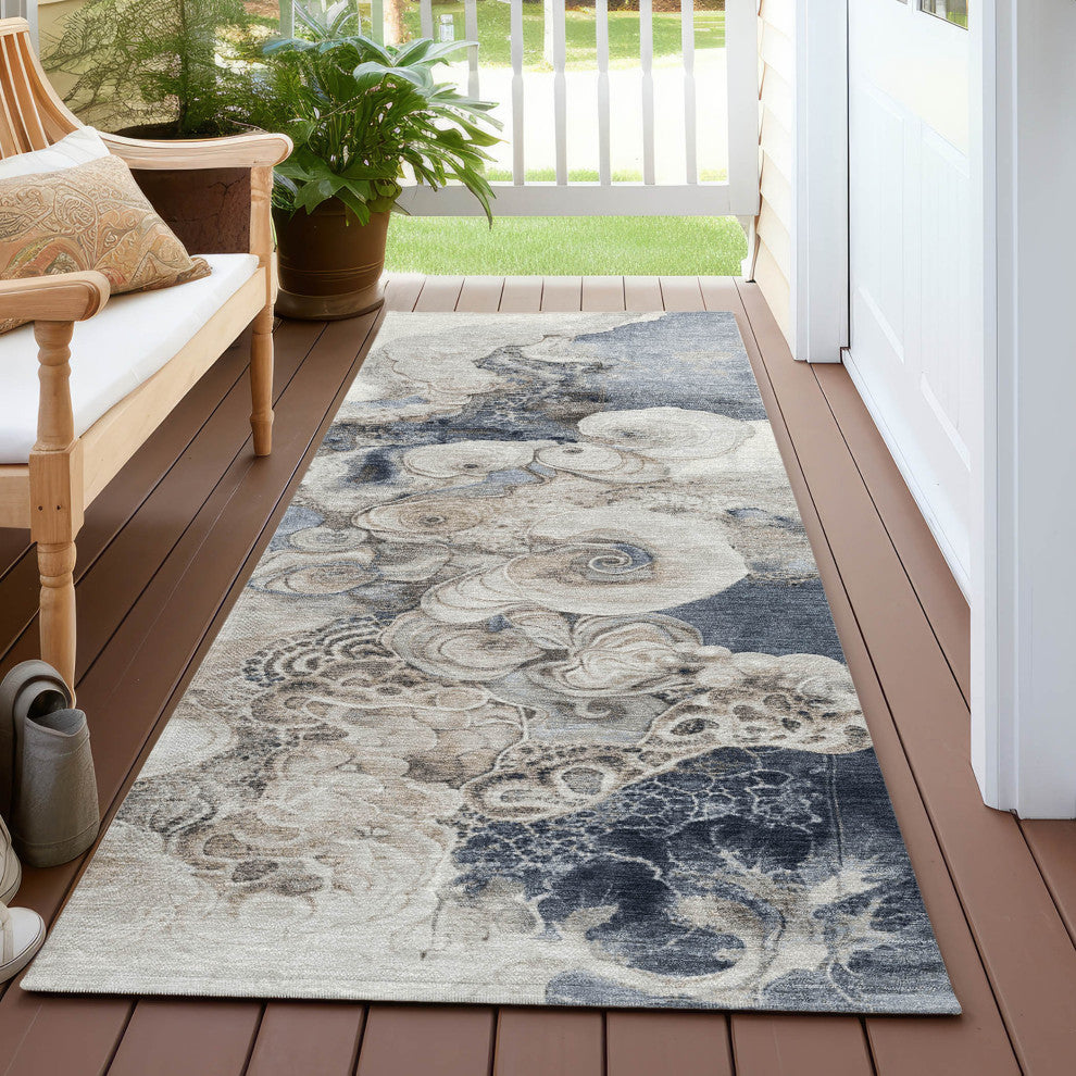 Machine Washable Indoor/Outdoor Chantille ACN1860 Ivory 2'3" x 7'6" Runner Rug