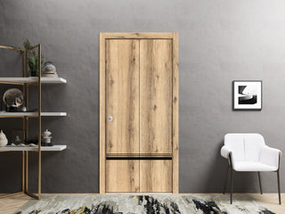 Bi-fold Doors 64 x 96 | Planum 0012 Oak with  | Sturdy Tracks