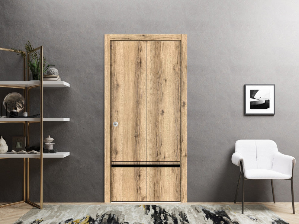 Bi-fold Doors 64 x 96 | Planum 0012 Oak with  | Sturdy Tracks