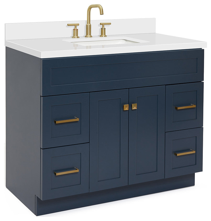 Ariel Hamlet 43" Rectangle Sink Bath Vanity, 1.5" White Quartz