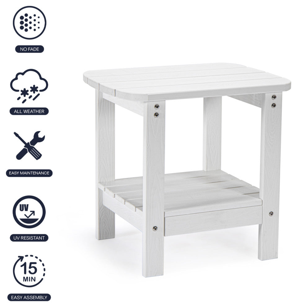 Inspired Home Daylan Outdoor Table, Weather Resistant, White