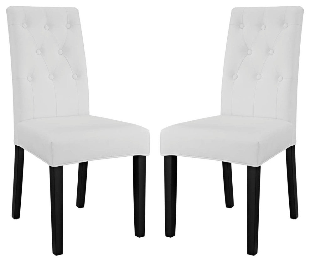 White Confer Dining Side Chair Vinyl Set of 2