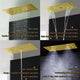 Led Mist Rainfall Shower System, Jetted Body, Brushed Gold