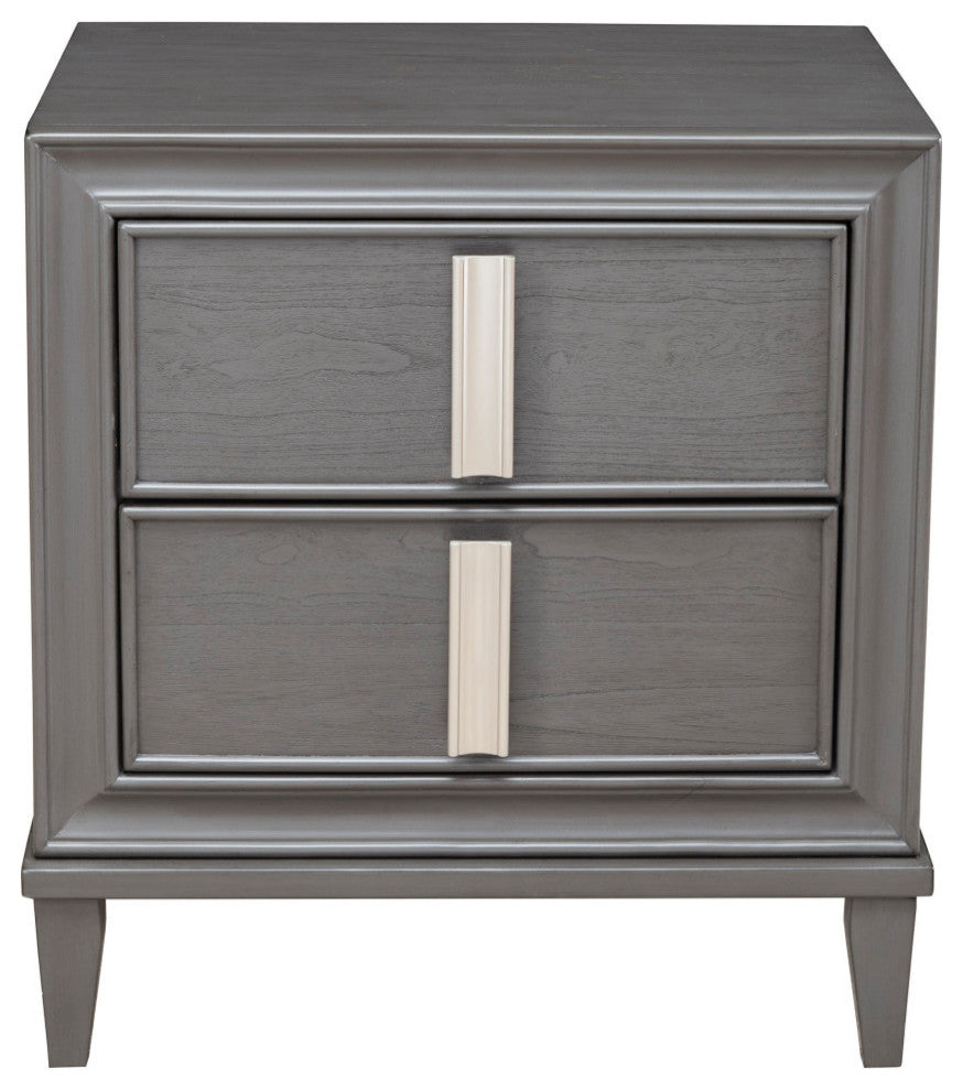 Lorraine 2 Drawer Nightstand, Dark Grey