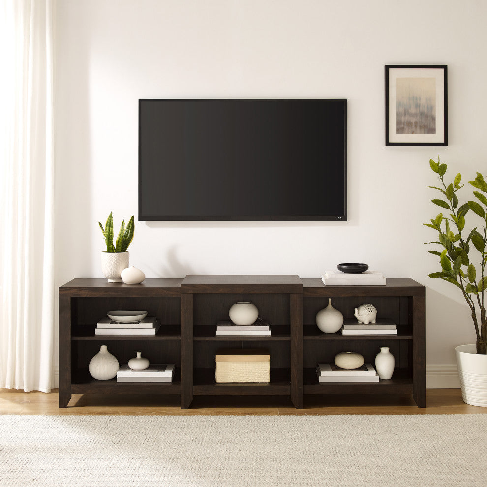 Ronin Low Profile Tv Stand For 75+ Inch Tv, Dark Walnut