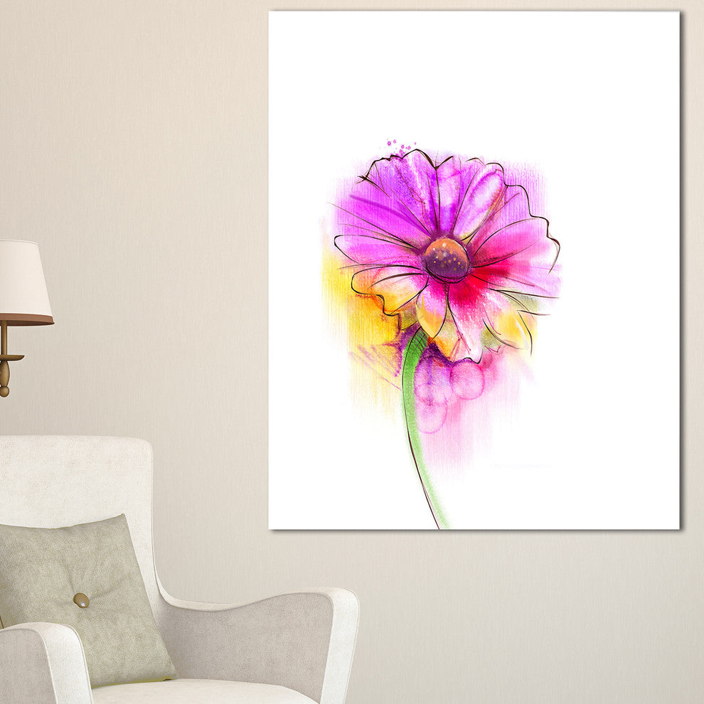 "Purple Yellow Gerbera Flower" Flower Canvas Wall Art, 20"x40"