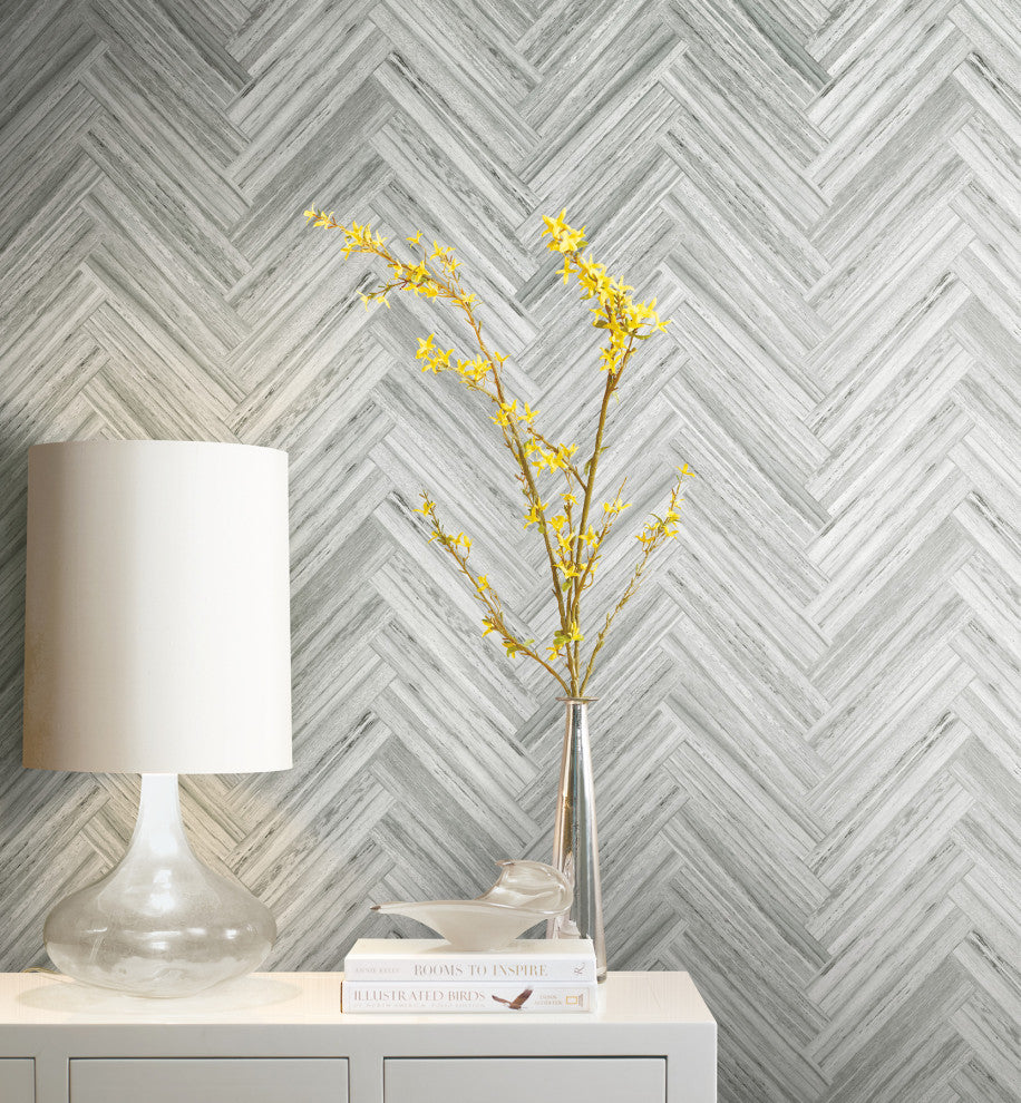 Hermosa Herringbone Blue Peel and Stick Wallpaper