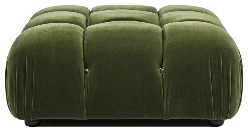 Marcel 36" Modular Tufted Square Cocktail Ottoman, Olive Green Performance Velvet