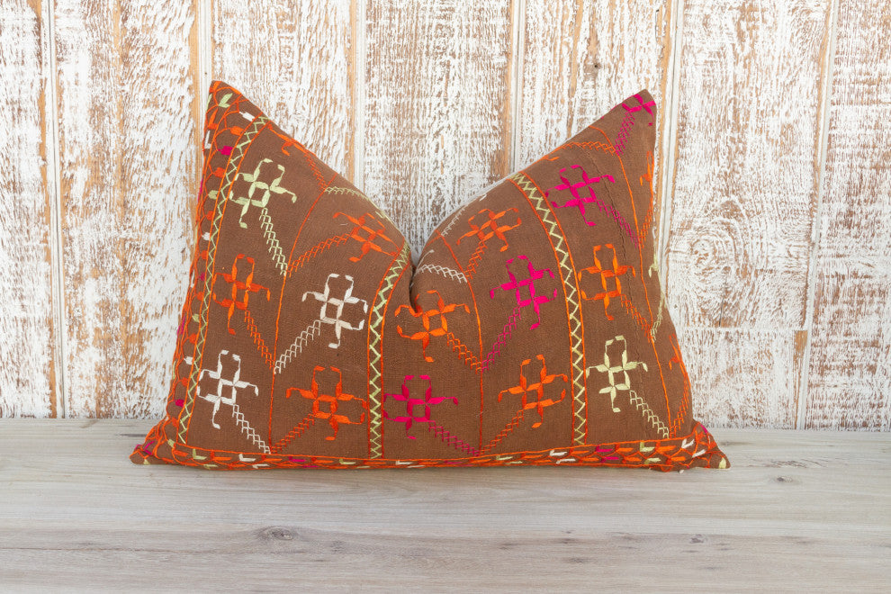 Kara Antique Indian Folk Lumbar Pillow