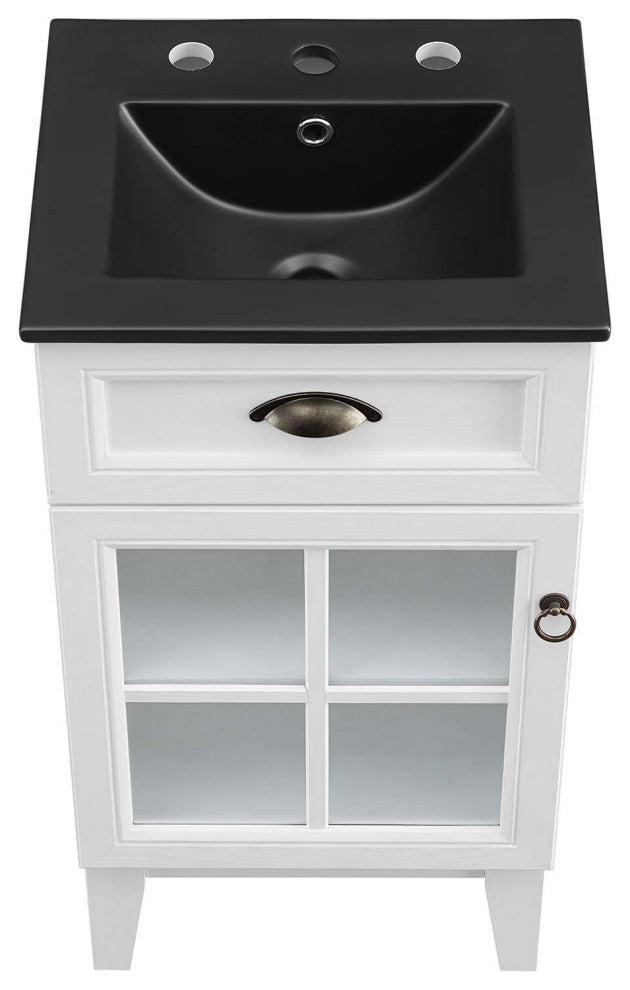 Isle 18" Bathroom Vanity Cabinet White Black -5475