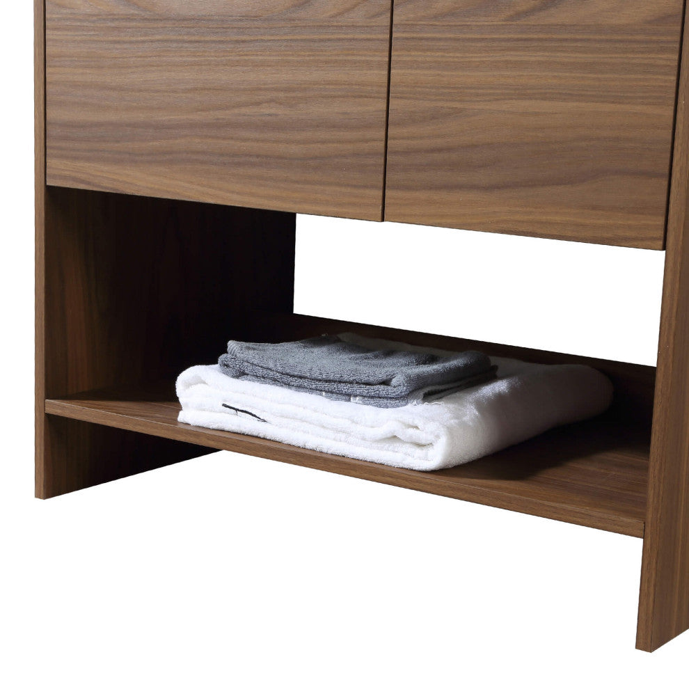 Phoenix Bath Vanity With Ceramic Sink - Full Assembly Required, Walnut, 30 Inch