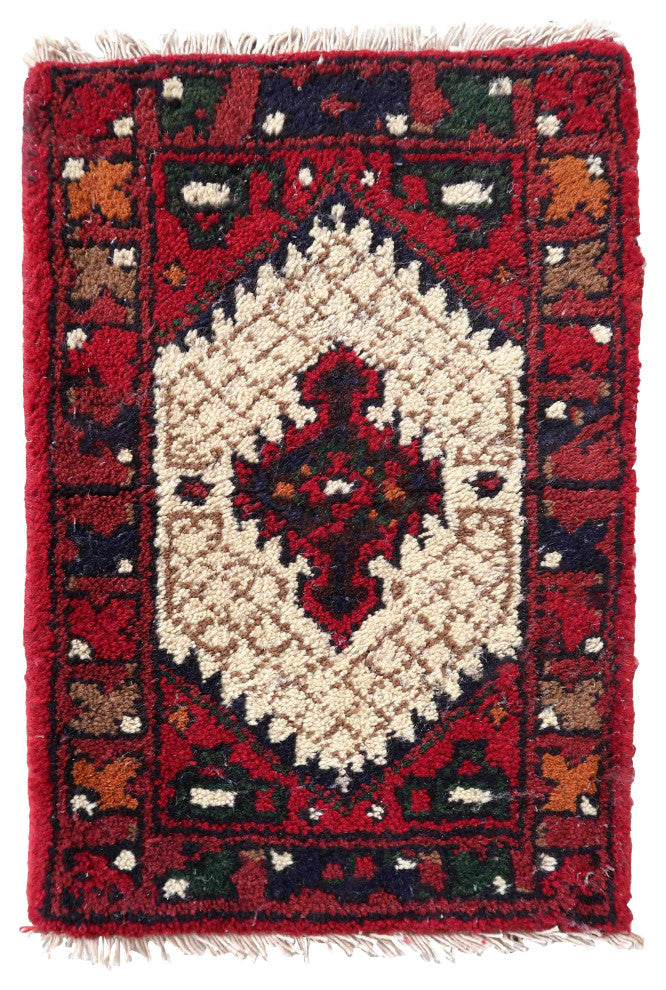 Handmade Vintage Persian Hamadan Mat 1.3'x1.9', 41cmx59cm, 1970s
