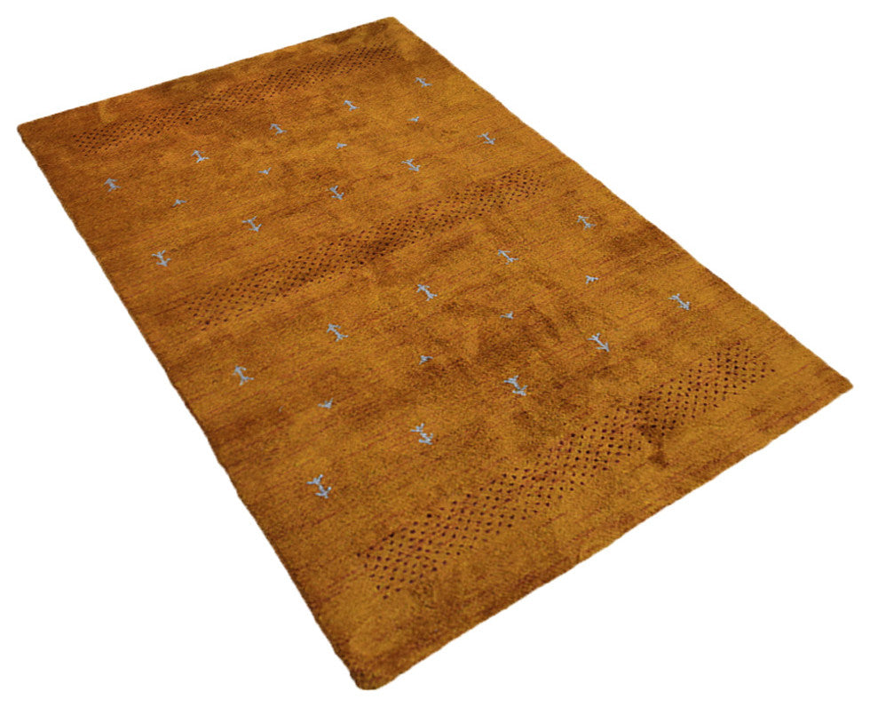 HAND KNOTTED LOOM SILK ECO-FRIENDLY AREA RUG-5'x8',Rectangle,Orange,Contemporary