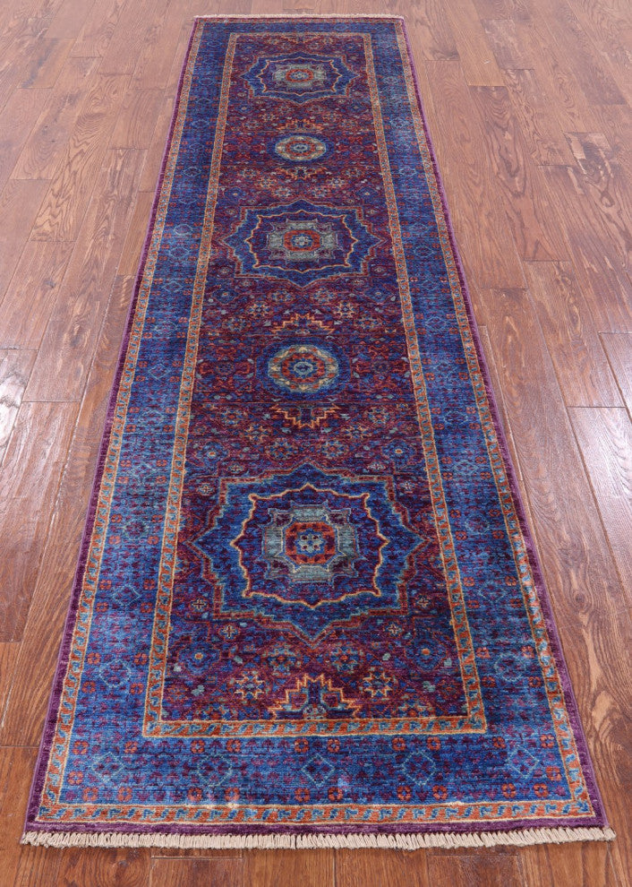 2' 8" X 9' 10" Runner Mamluk Handmade Wool Rug - Q12629