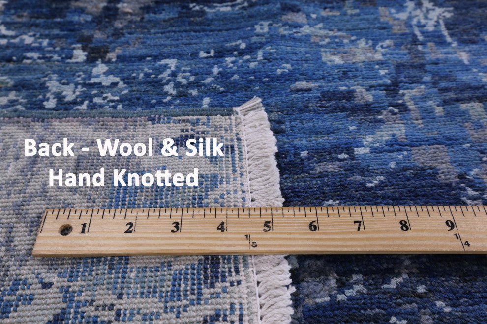 8' 9" X 12' 1" Modern Wool and Silk Handmade Rug Q10320