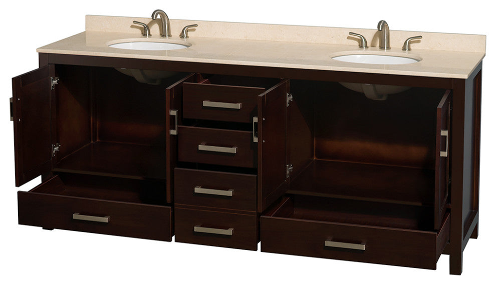 Wyndham WCS141480DESIVUNOMXX Espresso Sheffield 80 Inch Bathroom Vanity