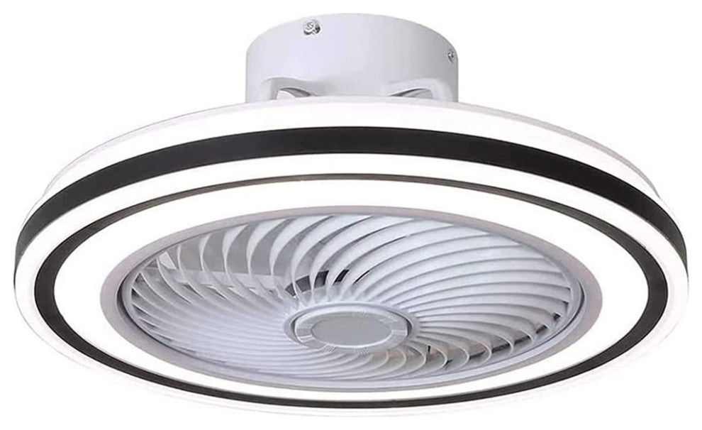 20" Modern Black and White Invisible Blade Ceiling Fan and Light