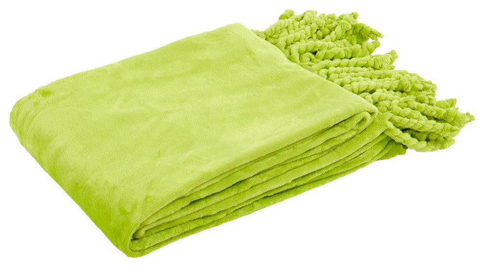 Braided Rope Flannel Fleece Throw, Oasis Green, 50"x60"