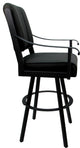 Leather Swivel Metal Bar Stool - Memphis on Warren Base, Black Leather on Black, 34"
