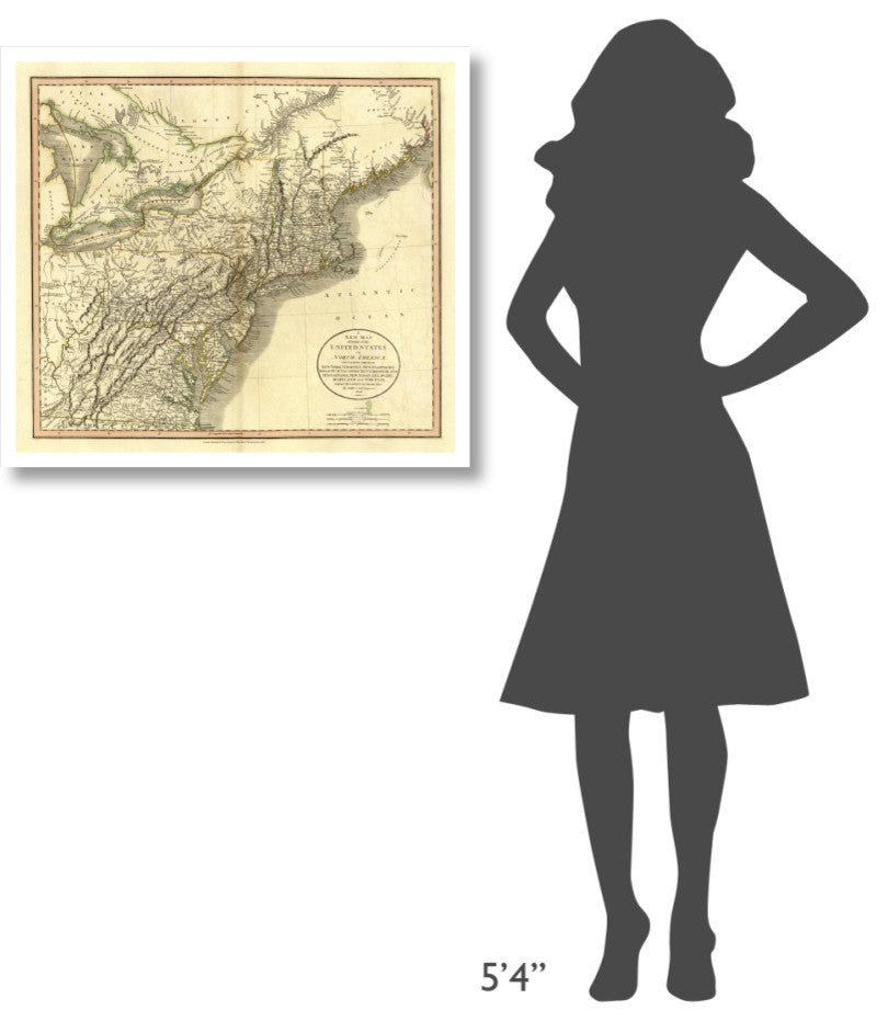 "New York, Vermont, New Hampshire, 1806" Print by John Cary, 32"x29"