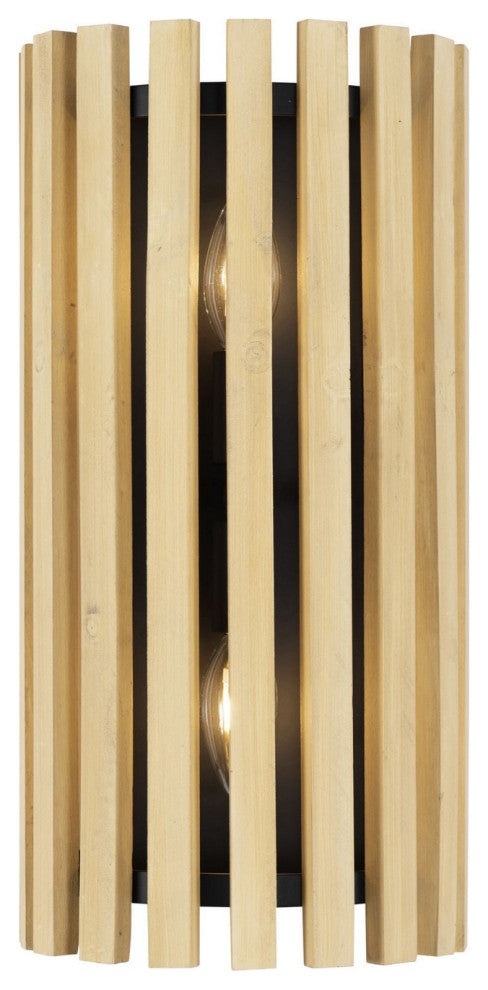 Suratto 2-Light Wall Sconce, Matte Black/Honey Blonde