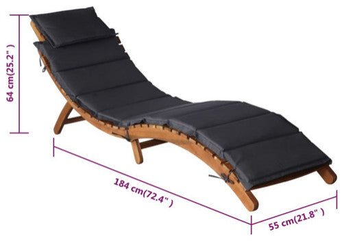 vidaXL 2x Sun Loungers with Cushions Dark Gray Solid Wood Acacia Sun Tan Bed
