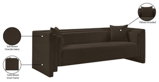 Everett Upholstered Sofa, Brown, Chenille Fabric