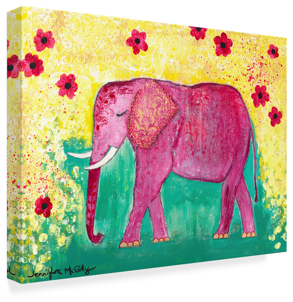 Jennifer Mccully 'Pink Elephant' Canvas Art, 47"x35"
