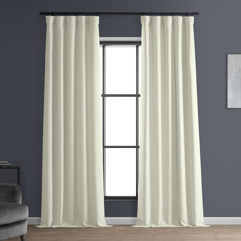 Italian Faux Linen Curtain Single Panel, Gravity Ivory, 50"x84"