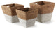 Set of 3 Two Tone Woven Sea Grass Tapered Square Storage Basket White Natural