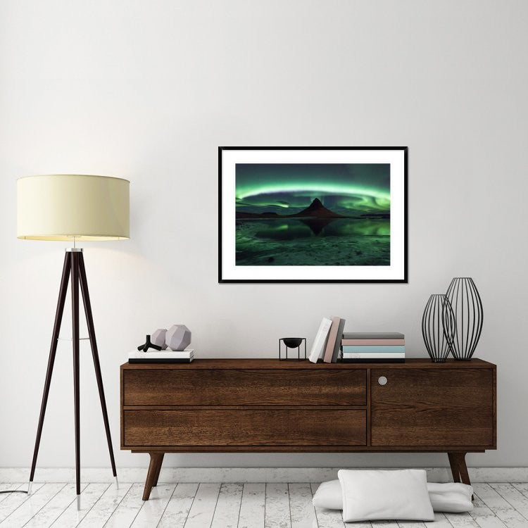 "Kirkjufell Aurora" Framed Digital Print by Philip Eaglesfield, 44x32"