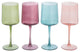 Hand Blown Stemmed Wine Glasses, 14 Ounces, 4 Assorted Colors